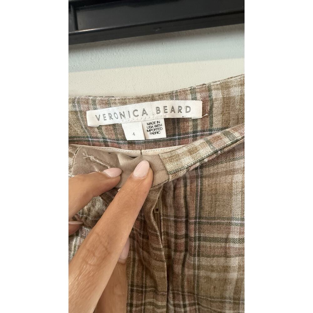 Veronica Beard Jazmin Short Size 4 Plaid Sage Multi Linen Flat Front $378 - Picture 5 of 12